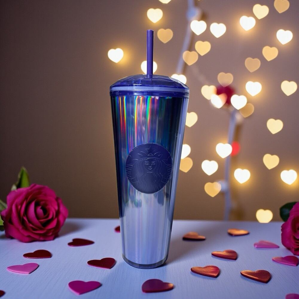 Starbucks 2022 Fall Purple Holographic Kaleidoscope Dome 24oz Tumbler EUC